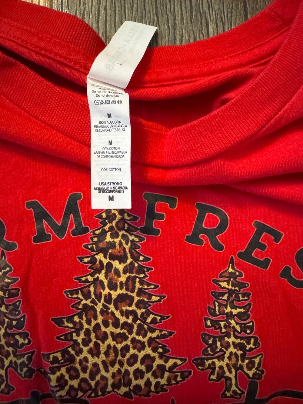 Never Worn Women's Red Long Sleeve Christmas Trees Graphic Tee - Picture 3 of 7